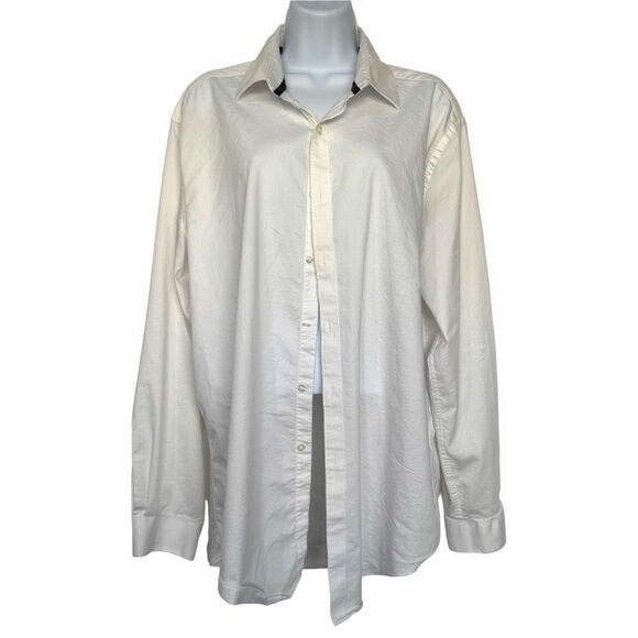 🔥4$25 Van Huesen Men’s White Button Down Long Sleeve Shirt Slim Fit Stretch XL - Picture 1 of 10